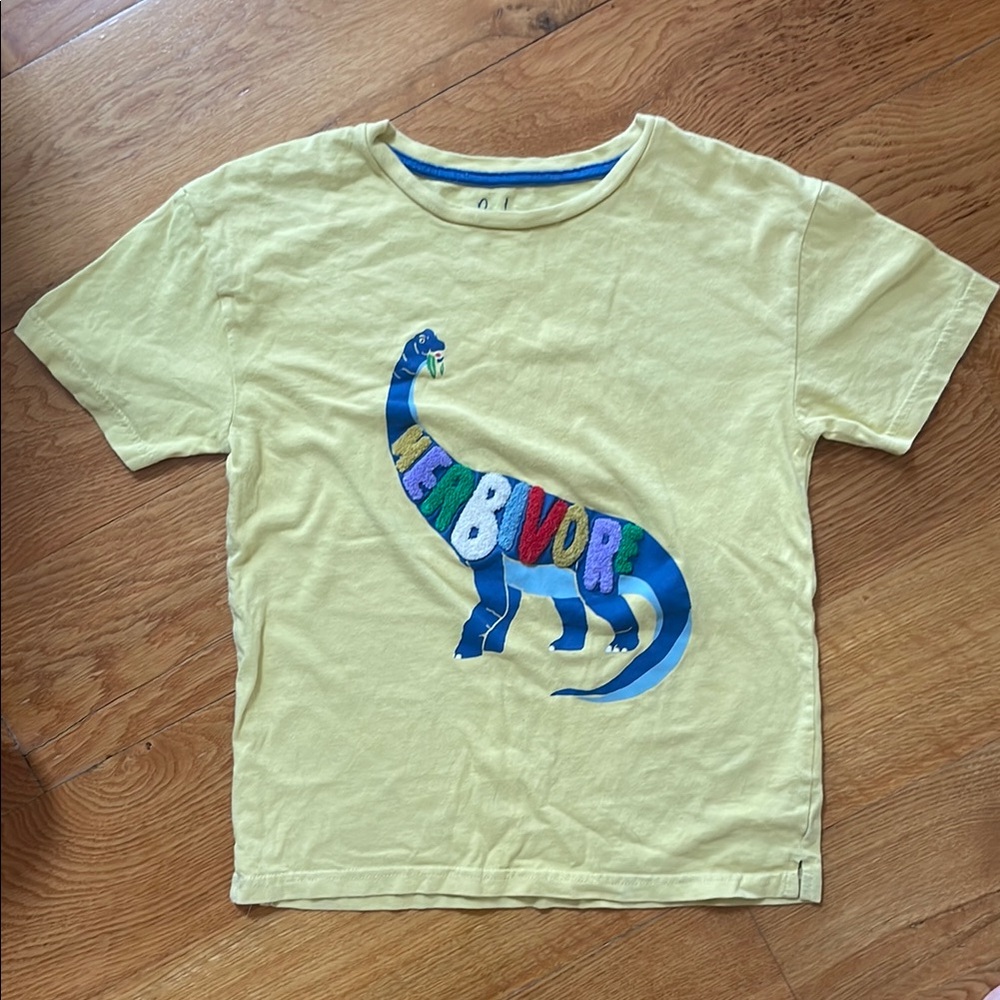 Mini Boden Yellow and Blue Dinosaur Tee